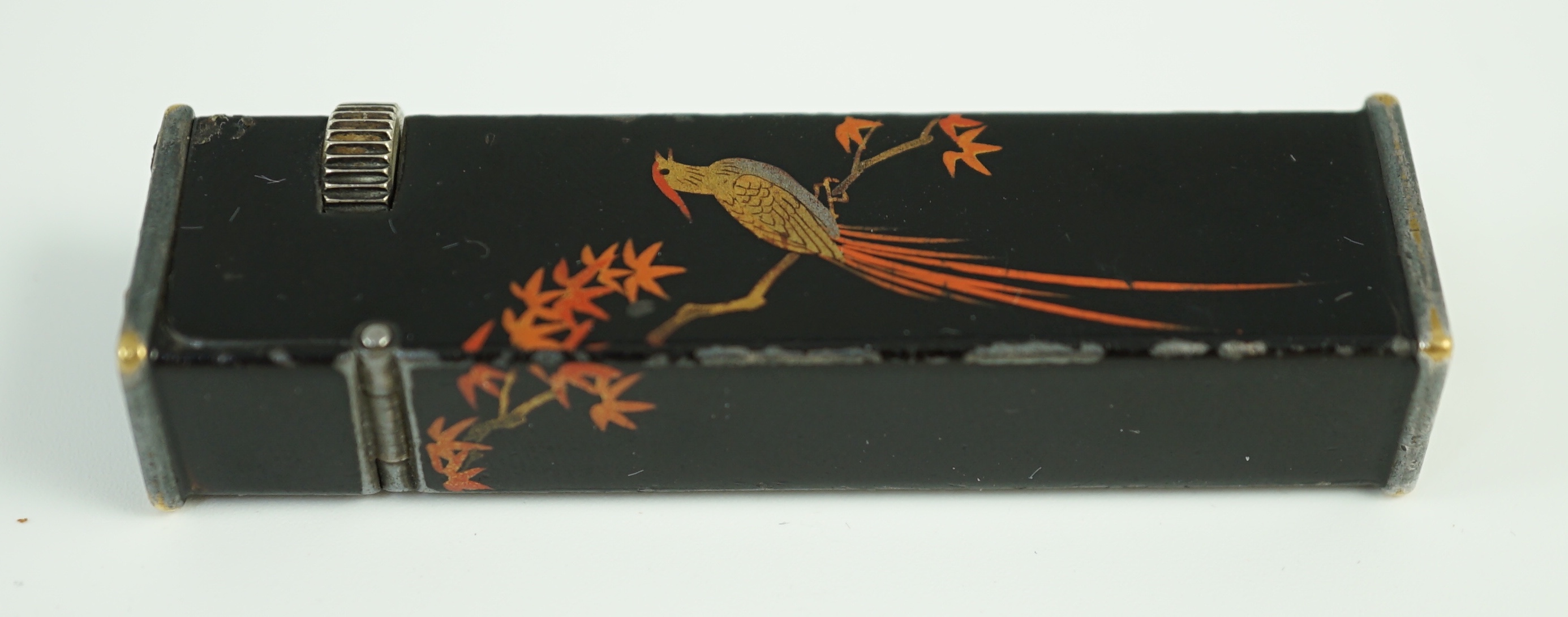 A Dunhill Namiki maki-e (lacquer) tallboy lighter, c.1930, 6.4 cm high